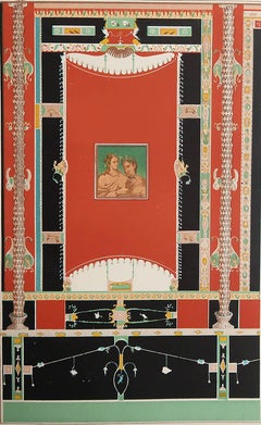 Original Antique Print of a Mural Painting, Pompeii, C.1880