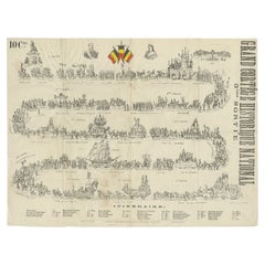 Original Antique Print of a Parade in Brussels, Belgium, c.1880