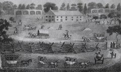 Original Antique Print of a Quaker Meeting, circa 1810