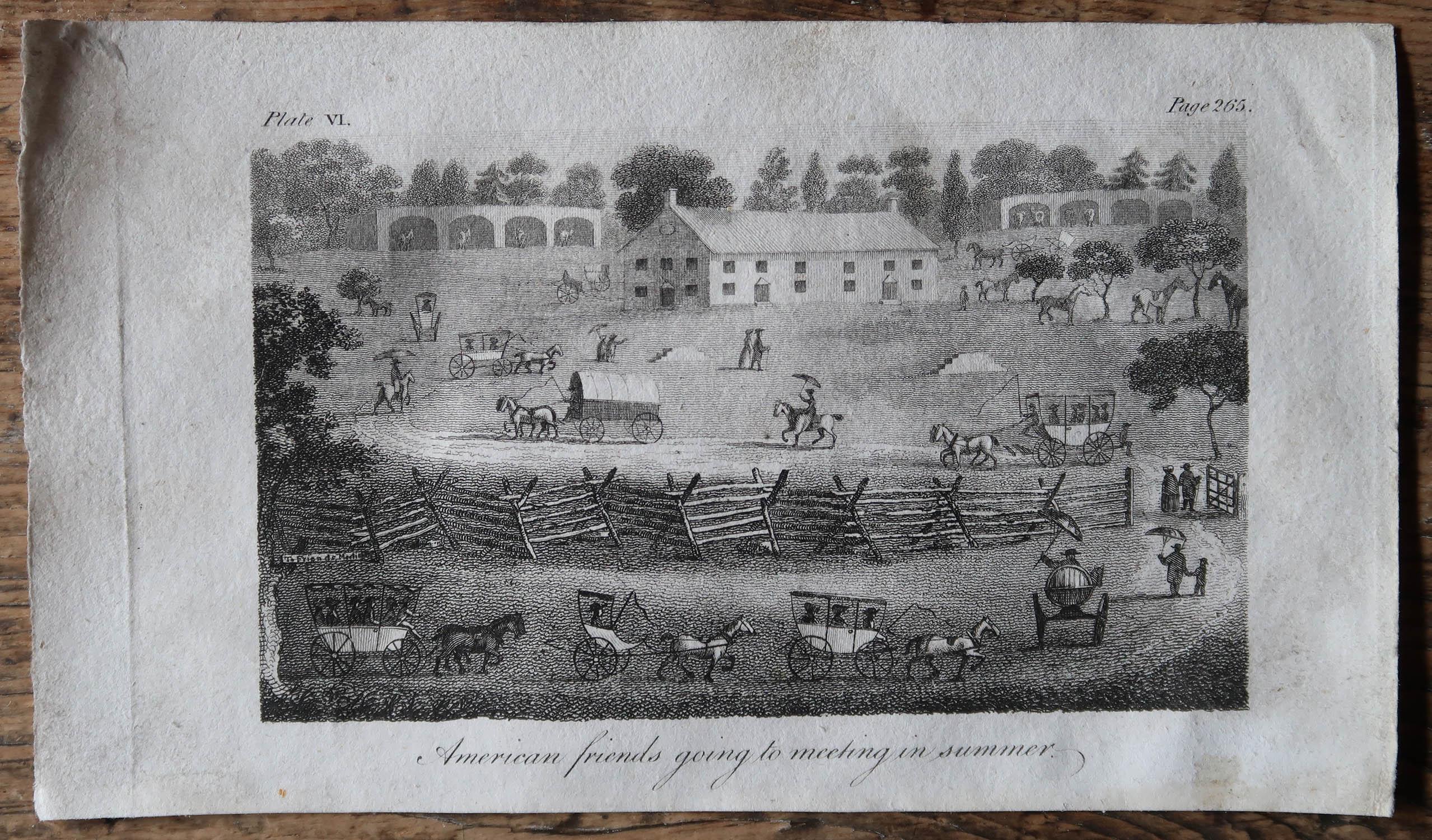 Antiker Originaldruck einer Quäkerversammlung, um 1810 (Volkskunst) im Angebot