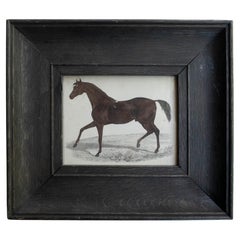 Grabado original antiguo de un caballo de carreras, 1847