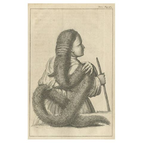 Original Antique Print of a Woman with Hair in a Polish Plait, 1734
