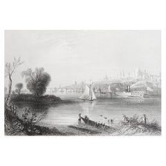 Originaler antiker Druck von Albany, New York, 1837.