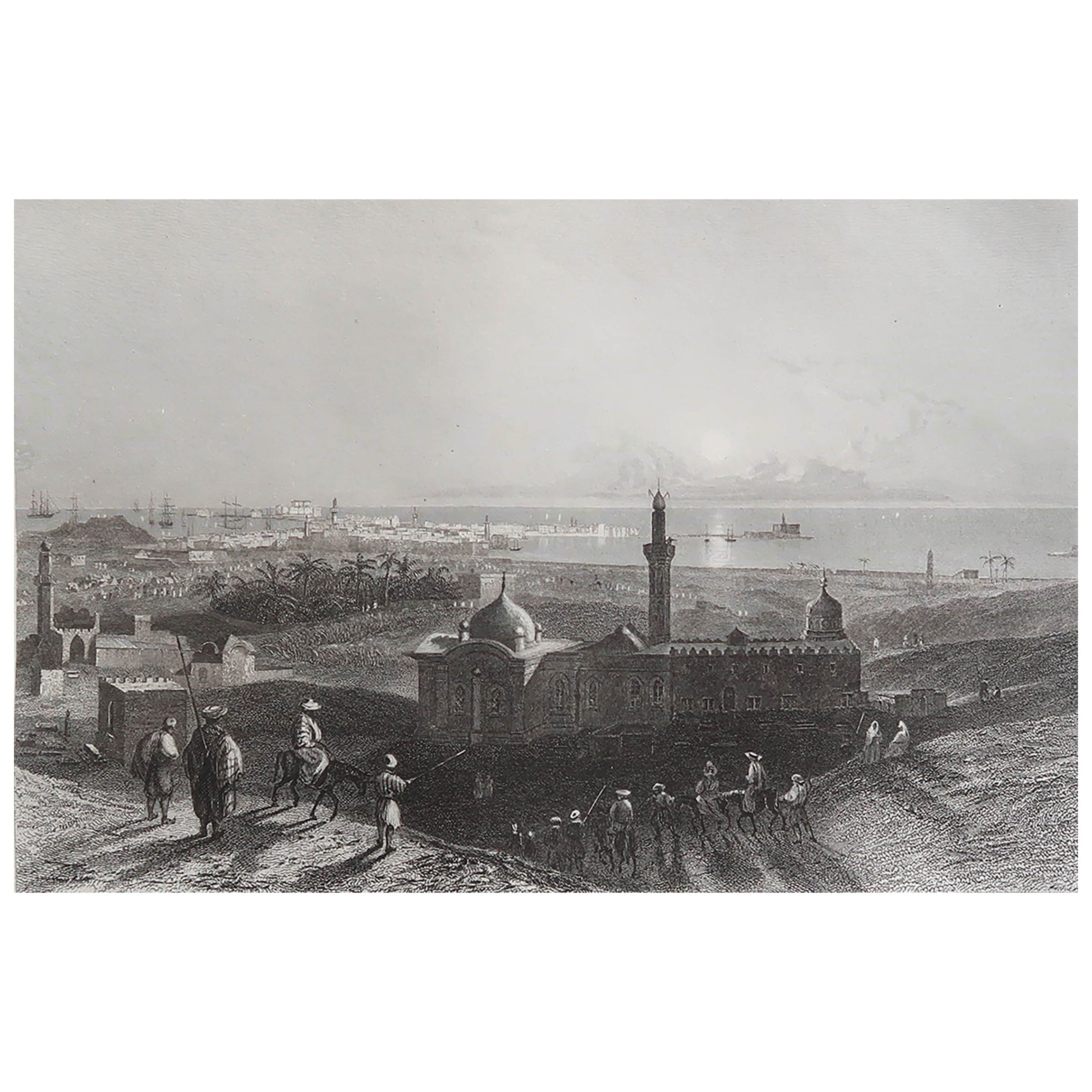 Original Antique Print of Alexandria, Egypt, circa 1850