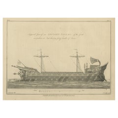 Original Antique Print of an Ancient Galley, 1802