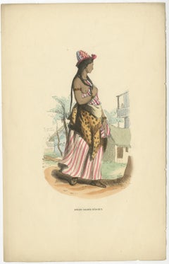 Stampa antica originale di una ragazza araba, 1845 ca.