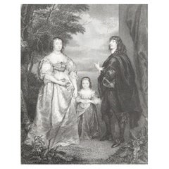 Original Antique Print of An Aristocratic Family After Van Dyck. Dated 1832
