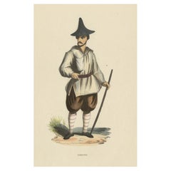 Impression ancienne d'origine d'un habitants de Corée, vers 1845