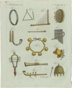 Original Antique Print of Ancient Greek and Roman Musical Instruments, 1802