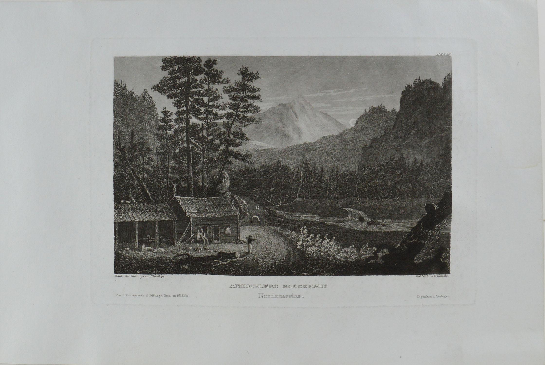 Great print of Ansiedlers Blockhouse, Pennsylvania

Steel engraving by Grunewald after Throllope

Published circa 1840

Unframed.
  