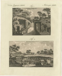 Original Antique Print of Archaeological Excavations by Bertuch, c. 1800