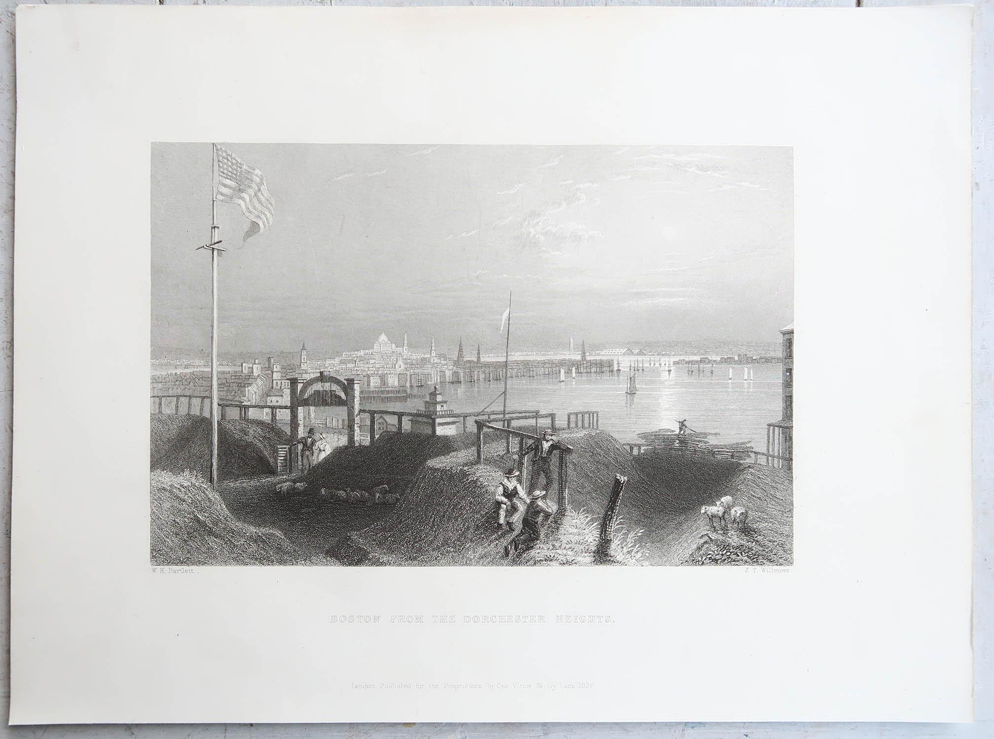 Altro Stampa antica originale di Boston, Massachusetts. Datato 1838 in vendita