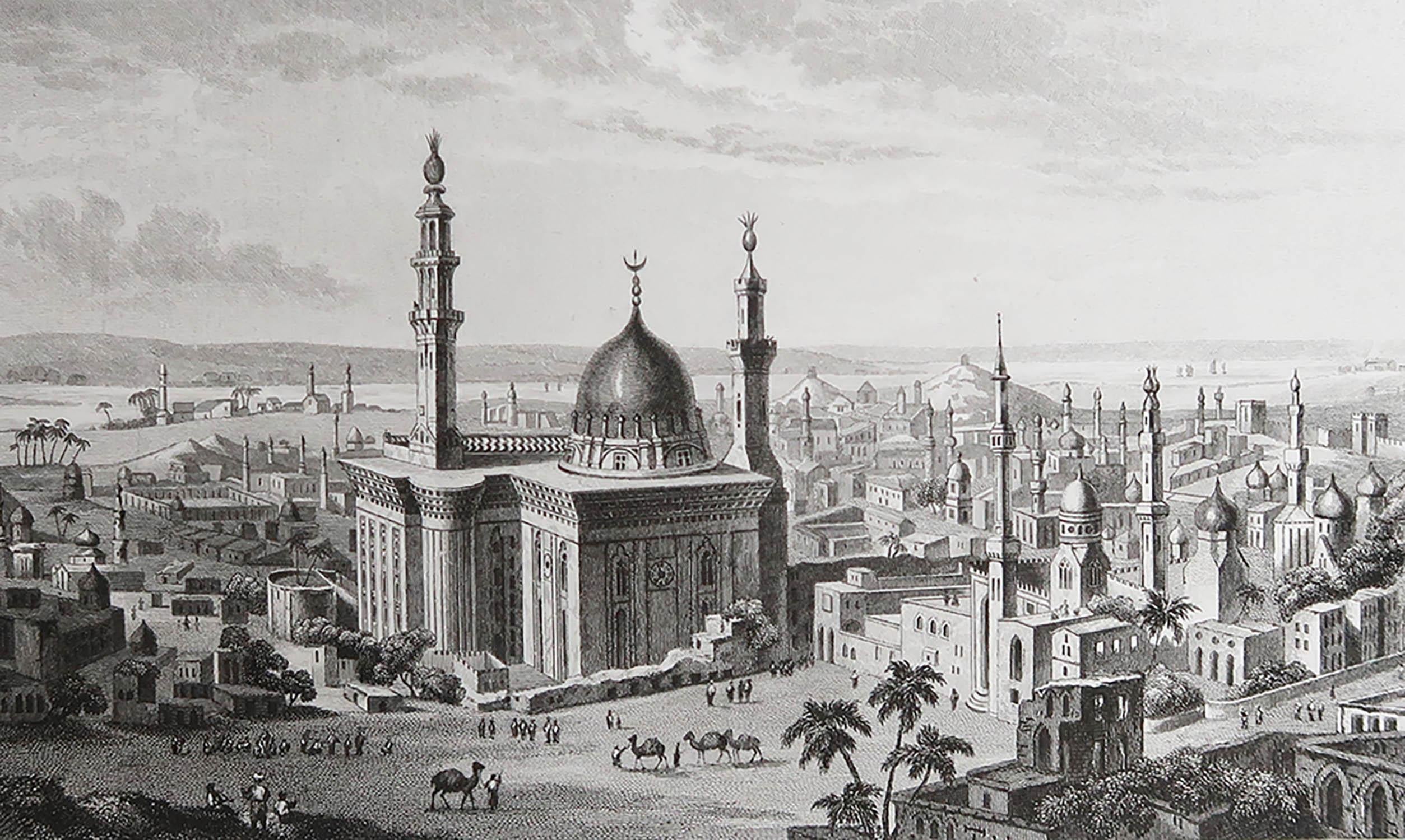 Wonderful image of Cairo

Fine steel engraving 

Published by Thomas Kelly, London, circa 1840

Unframed.

