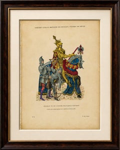 Original Antique Print of Charles VII in Ceremonial Armour - F. Roy, circa 1860