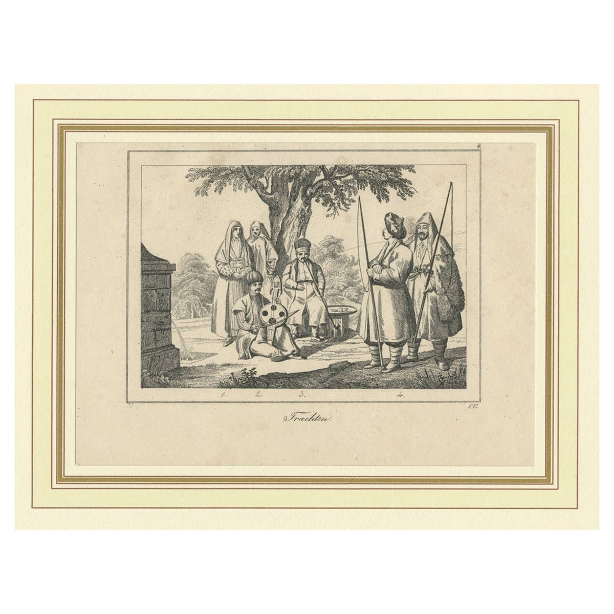 Original Antique Print of Crimean Costumes, Russia & Ukraine, ca.1880