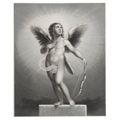 Impression originale et ancienne de Cupidon d'après E.Sirani. C.1870