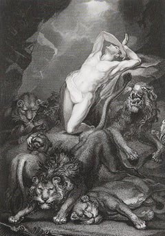 Original Antique Print of Daniel In The Lions Den After James Northcote . C.1850