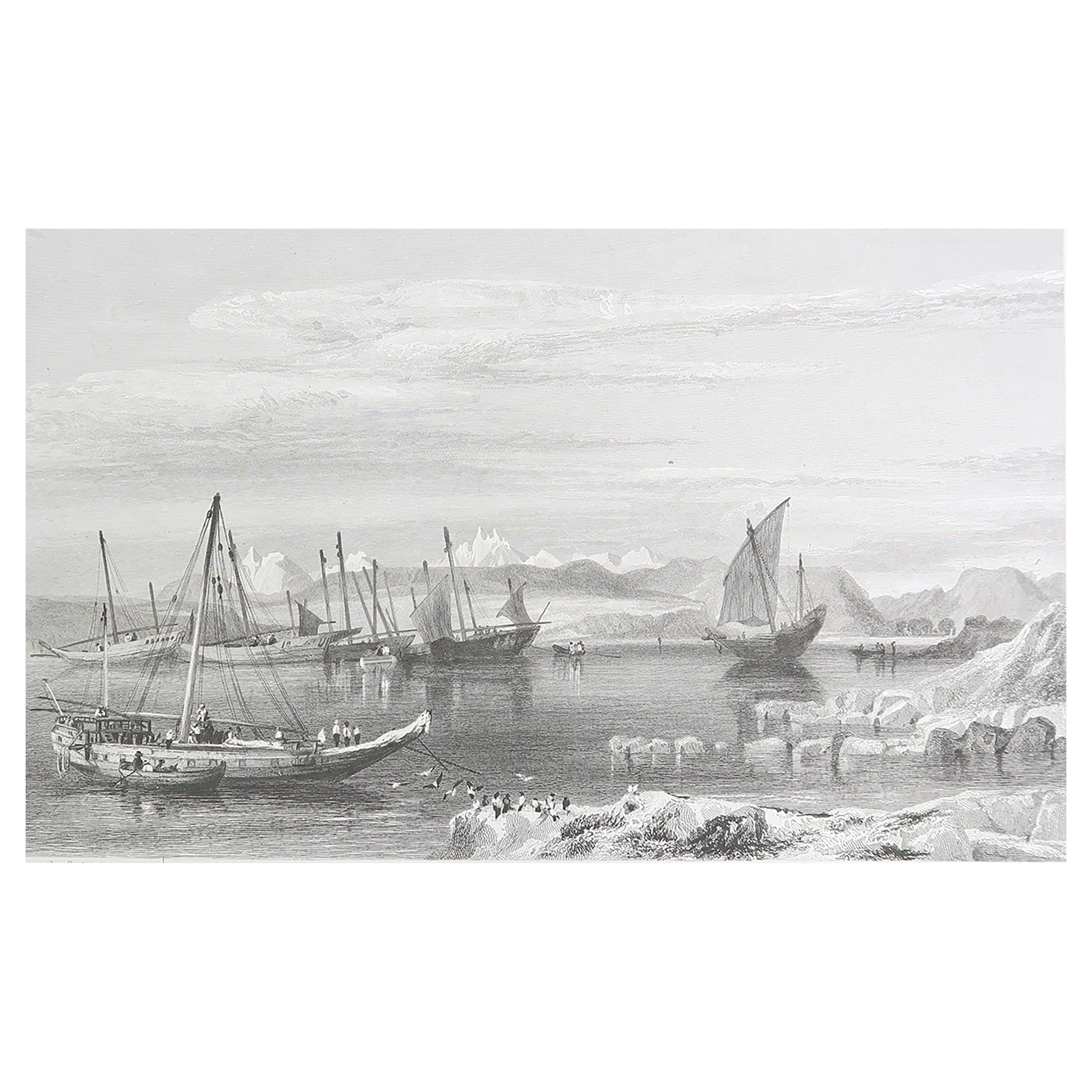 Original Antique Print of Duba, Saudi Arabia. Dated 1832