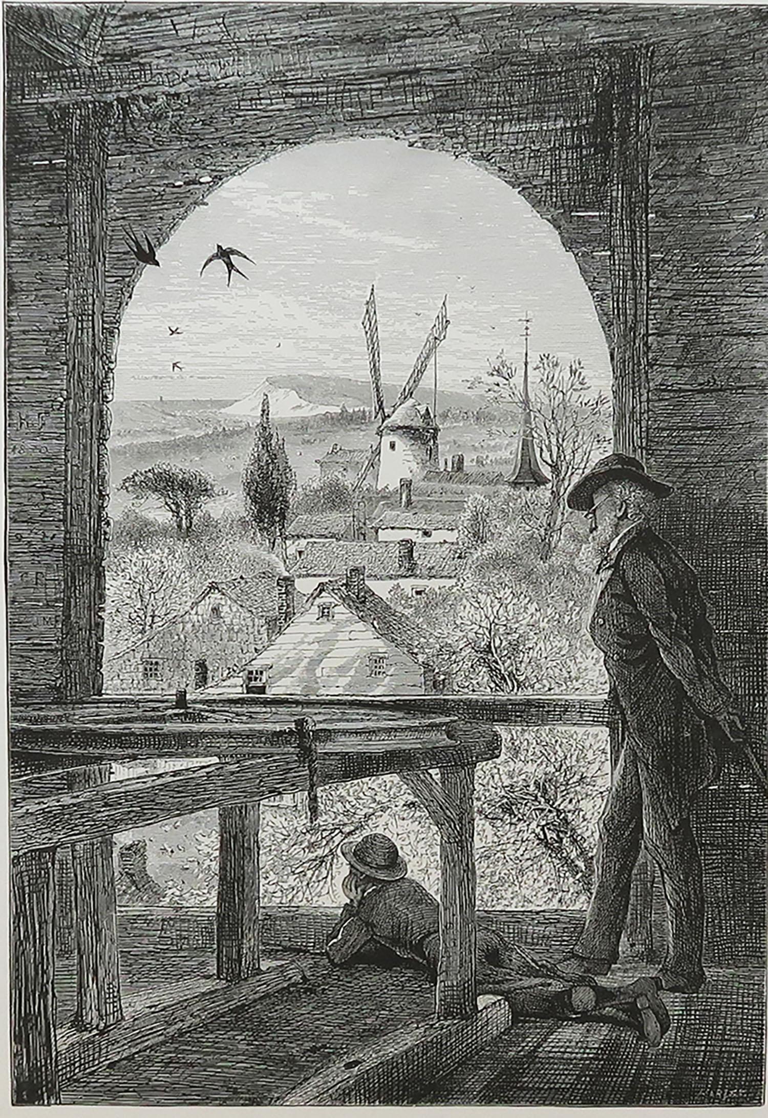 English Original Antique Print of East Hampton, Long Island, New York, C.1870