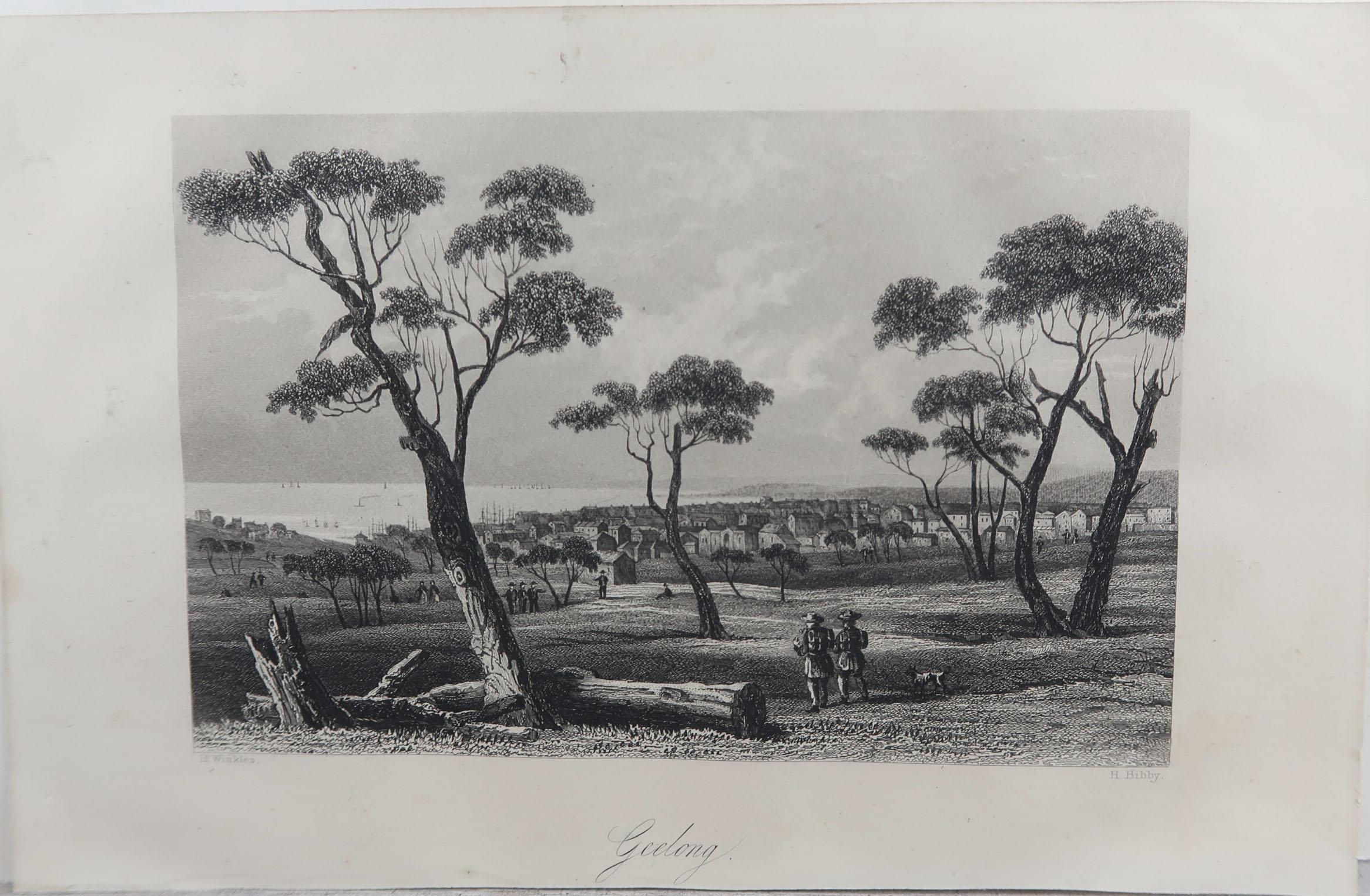 Other Original Antique Print of Geelong, Australia, circa 1850