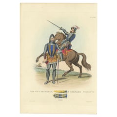Stampa antica originale di Guy de Bryan e Bernabò Visconti, 1842