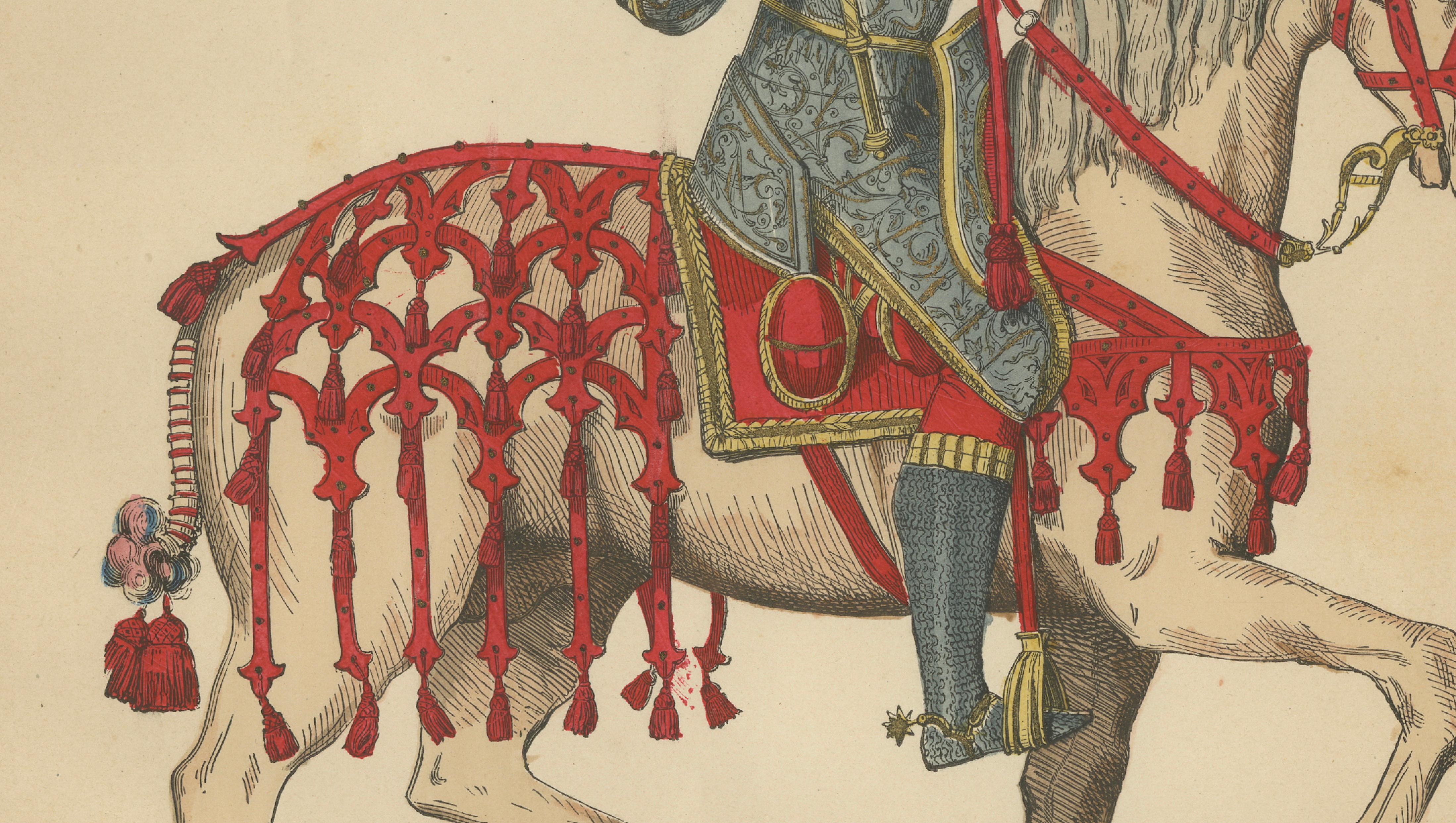 Original Antique Print of Henri II, Captain of the Chevau-légers, c.1860
