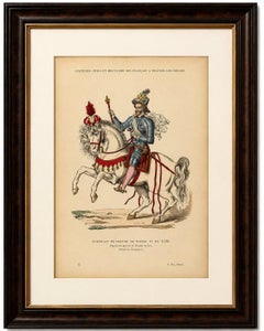 Original Antique Print of Henri IV Equestrian Portrait by F. Roy, circa 1860