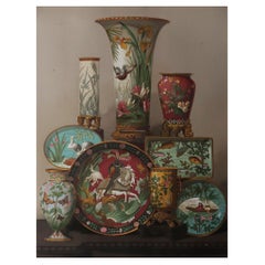 Original Antique Print of Japanese Cloisonne Enamels, Dated 1876