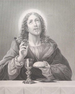 Original Antique Print of Jesus Christ After Carlo Dolci. C.1850