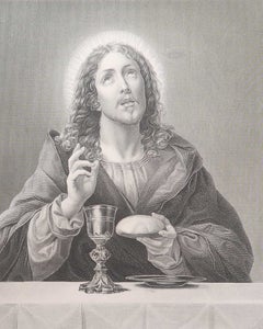 Original Antique Print of Jesus Christ After Carlo Dolci. C.1850