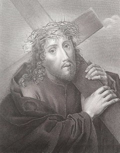 Original Antique Print of Jesus Christ With Crown of Thorns After Carlo Dolci.