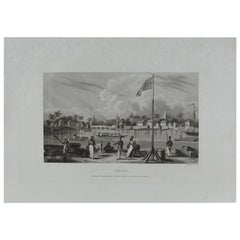 Original Antique Print of La Balize, Louisiana, circa 1850