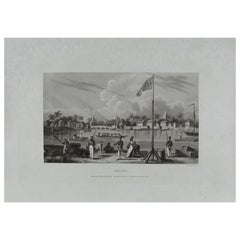 Original Antique Print of La Balize, Louisiana, circa 1850
