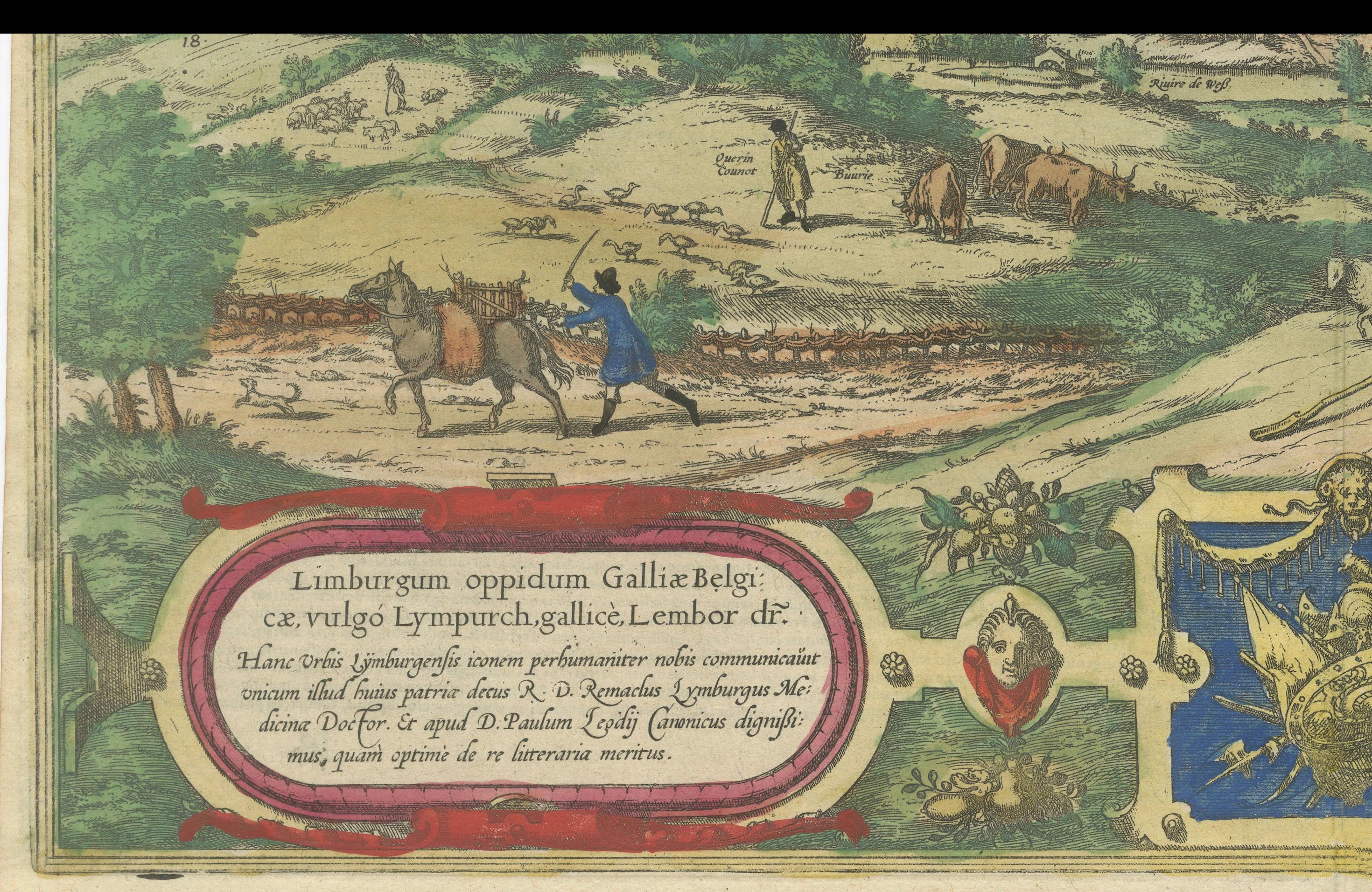 Antiker Originaldruck von Limburg im heutigen Belgien, veröffentlicht um 1580 (18. Jahrhundert und früher) im Angebot