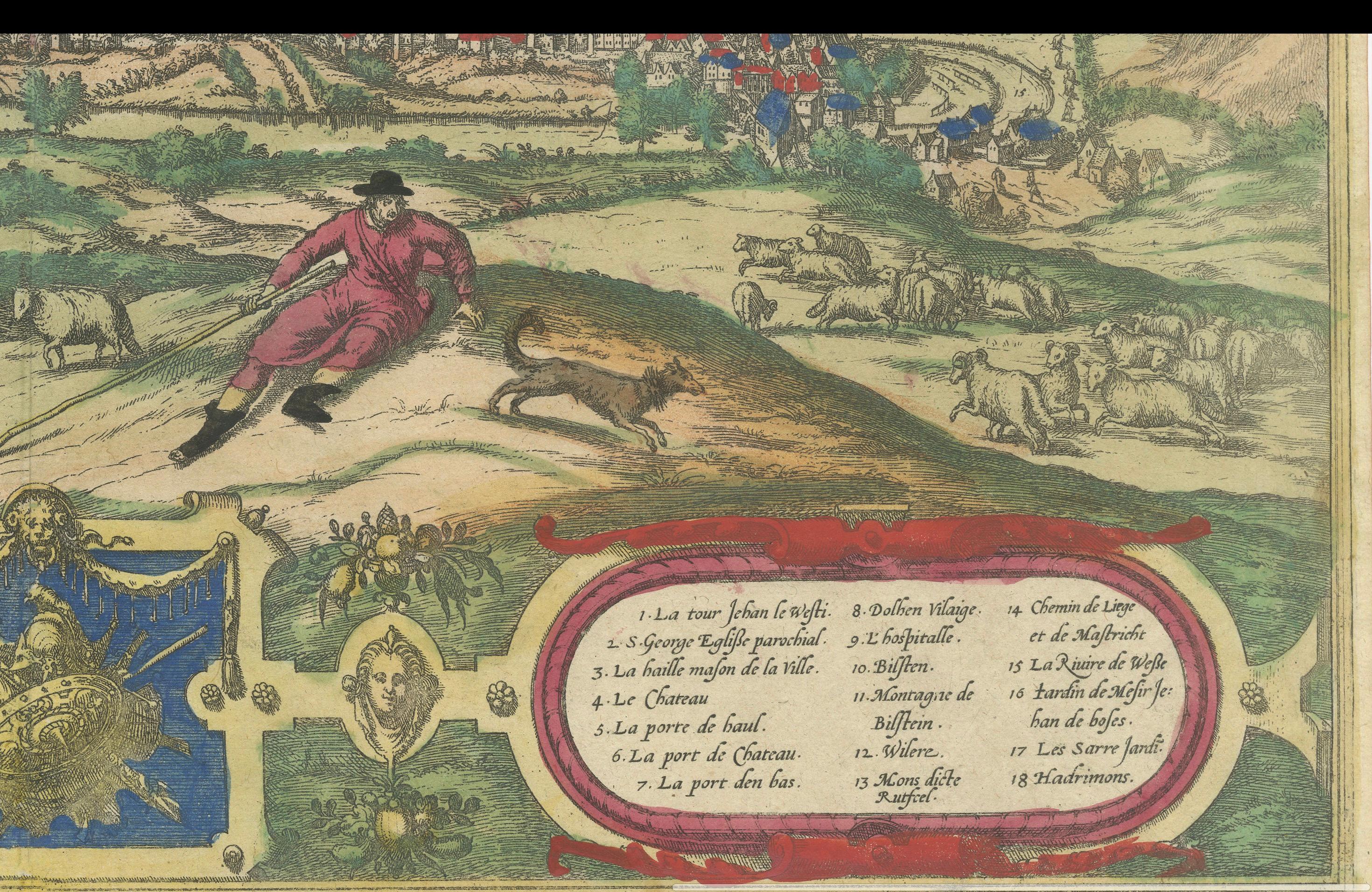Antiker Originaldruck von Limburg im heutigen Belgien, veröffentlicht um 1580 (Papier) im Angebot