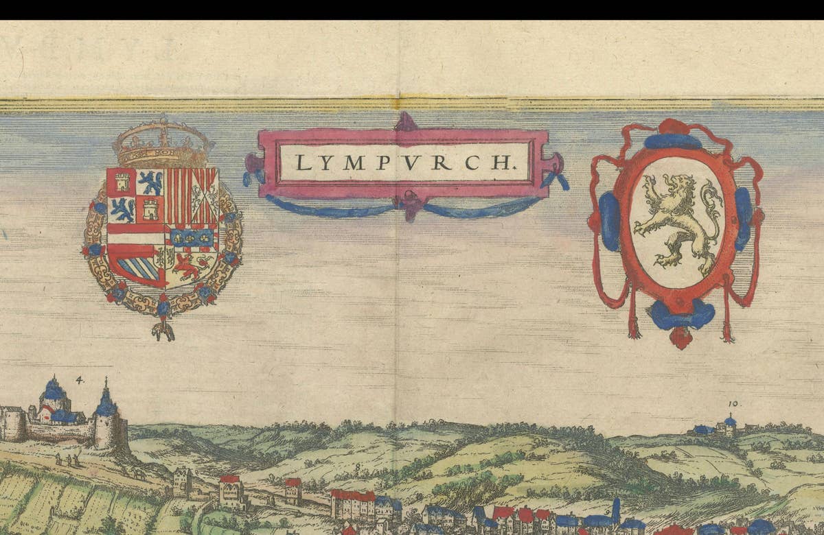 Original Antique Print of Limbourg in present day Belgium, Published circa 1580
