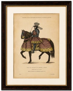 Original Antique Print of Louis XII Entering Genoa on Horseback by F. Roy, 1860