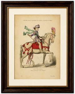 Gravure ancienne originale représentant Louis XIII à cheval, par F. Roy, vers 1860