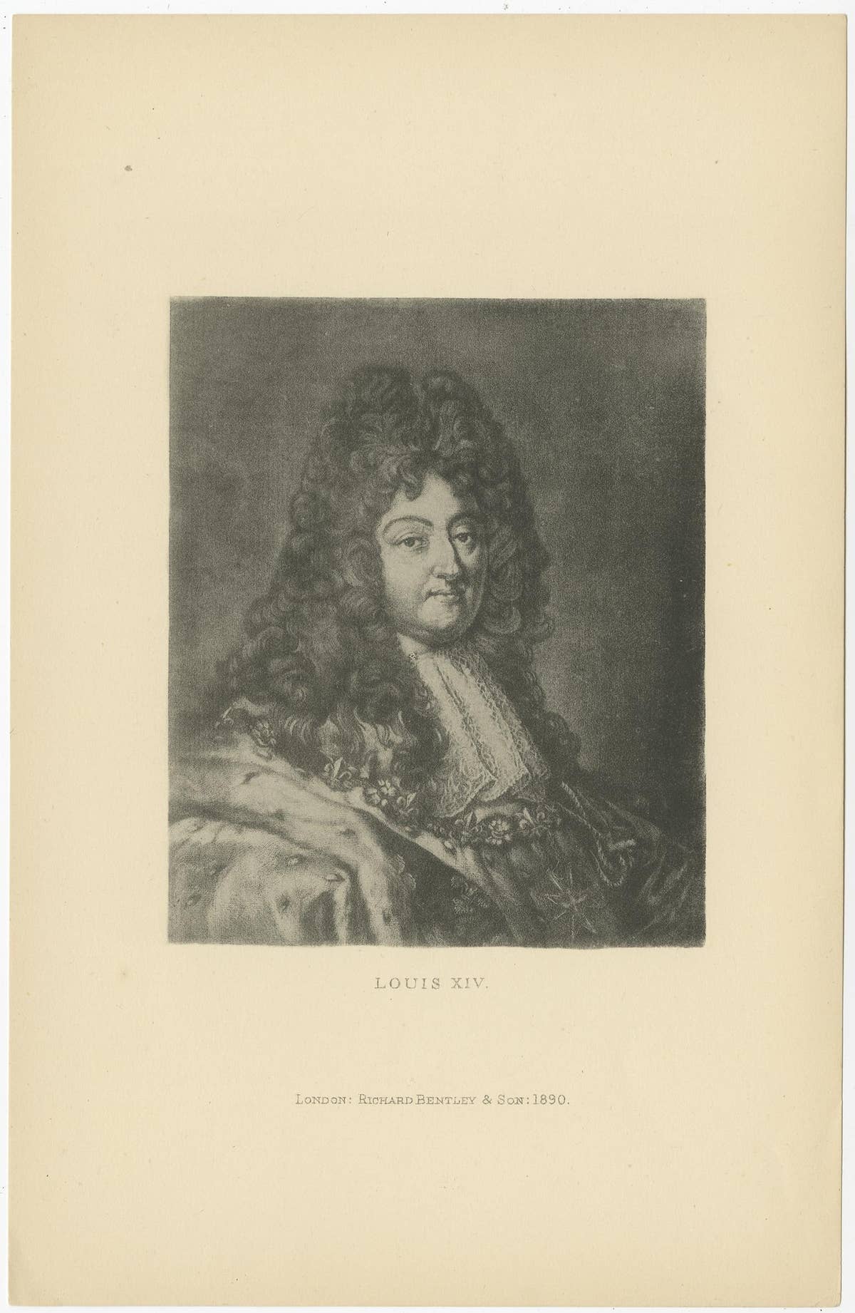 Original Antique Print of Louis XIV, or Louis the Great, The Sun King, 1890