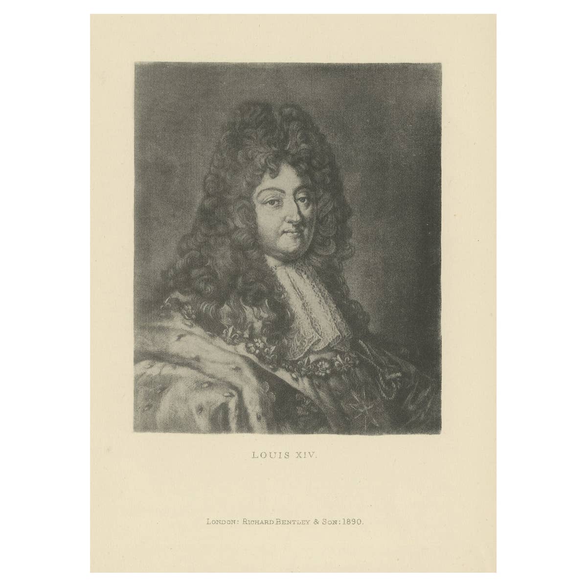 Original Antique Print of Louis XIV, or Louis the Great, The Sun King, 1890