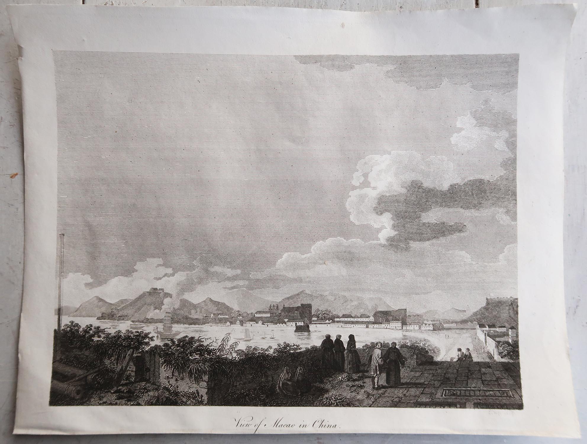 Other Original Antique Print of Macao, China. C.1810. For Sale