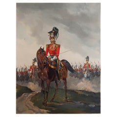 Original Antique Print of Military Costume- Queens Lancers, circa 1840