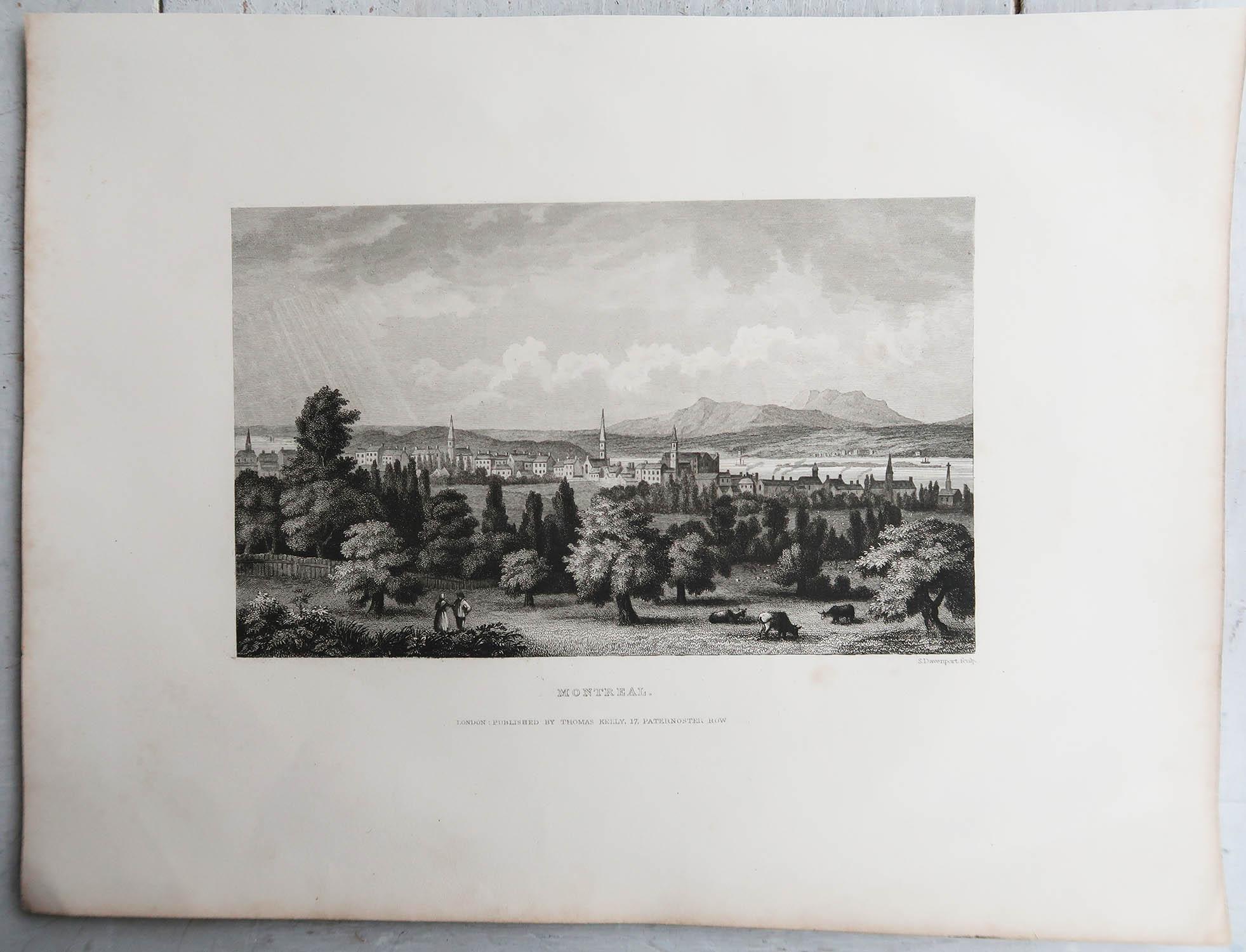 Other Original Antique Print of Montreal, Canada, circa 1840 For Sale