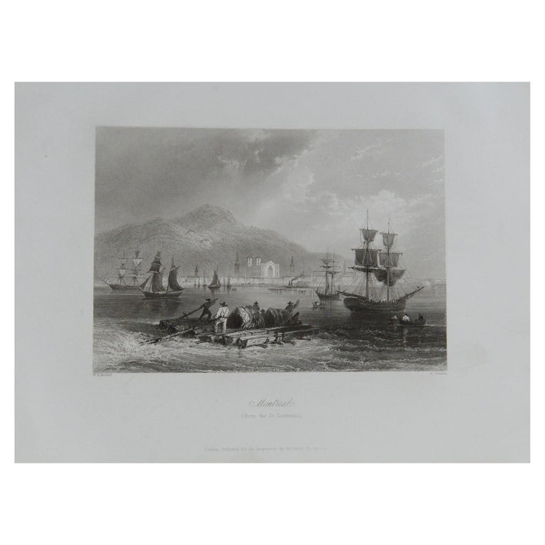 Original Antique Print of Montreal, Canada, circa 1850 For Sale at 1stdibs