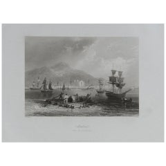 Original Antique Print of Montreal, Canada, circa 1850