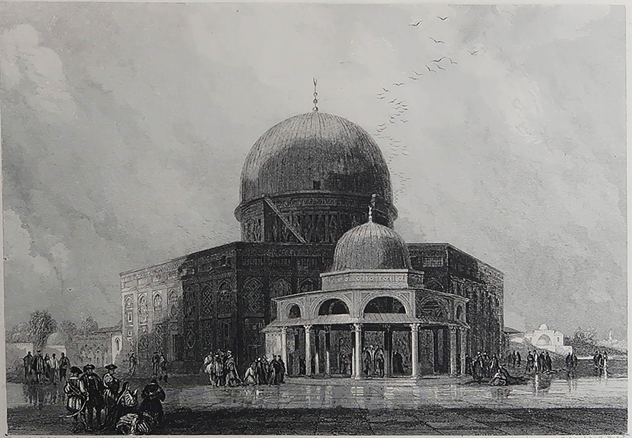 Wonderful image of The Mosque of Omar

Fine steel engraving after David Roberts

Published C.1850

The measurement is the paper size

Unframed.

