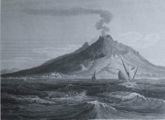 Original Antique Print of Mount Vesuvius, Naples, Italy. Dated 1802