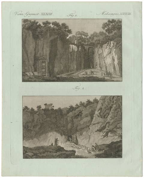 Original Antique Print of Mountain Roads and Rock-Cut Passes by Bertuch, c. 1800