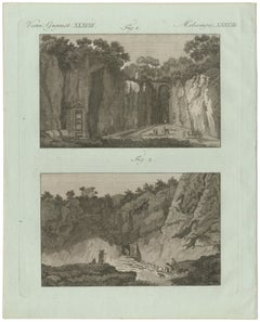 Original Antique Print of Mountain Roads and Rock-Cut Passes by Bertuch, c. 1800