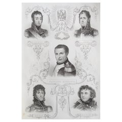 Original Antique Print of Napoleon Bonaparte and His Generals, Circa1850